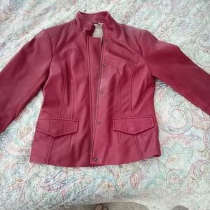 Banana republic burgundy leather coat sz S